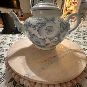 Floral Blue and White Teapot